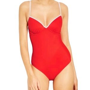 New Shade & Shore Red and White One Piece Swimsuit Size 32B